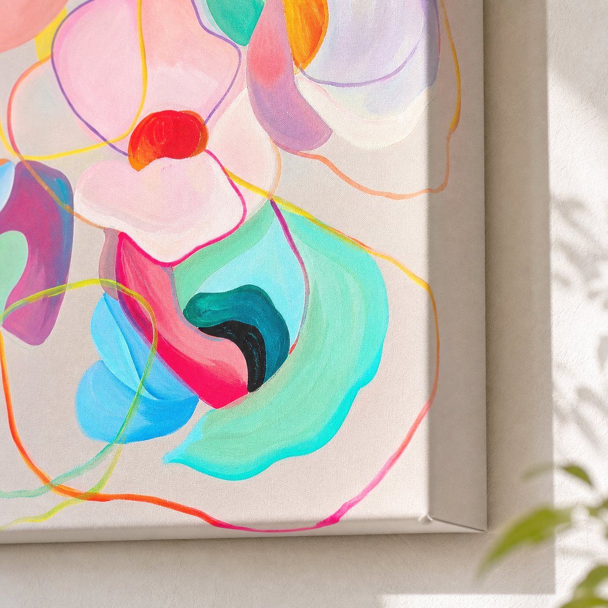 Modern Poppies by Amber Miro, original large painting of close-cropped poppies, close-up of the petals and brushwork